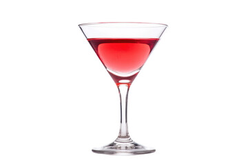 Red cocktail served in a classic martini glass, cut out