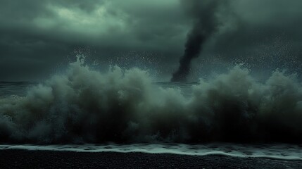 A Dark Stormy Ocean Scene Depicts Powerful Turbulent Water