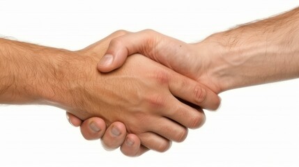 A powerful handshake symbolizes collaboration and success in a dynamic corporate setting, highlighting teamwork at its best.
