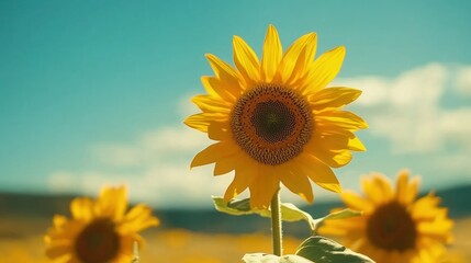 Obraz premium Sunny Sunflower Field Bloom, Summer Day