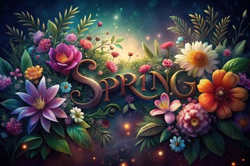Blooming flowers and vibrant greenery celebrating the spirit of spring in a magical garden. Generative AI