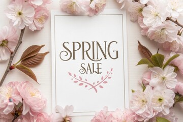 Spring sale announcement adorned with blooming cherry blossoms inviting shoppers to embrace the season's vibrant offerings. Generative AI