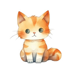 watercolors Cute cat sitting illustration 