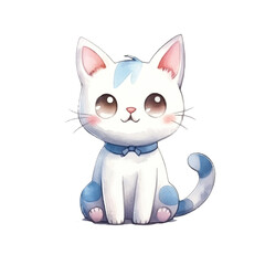 watercolors Cute cat sitting illustration 