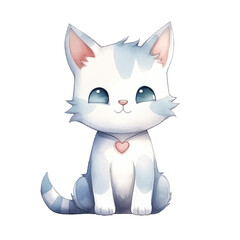 watercolors Cute cat sitting illustration 