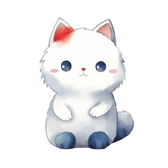 watercolors Cute cat sitting illustration 