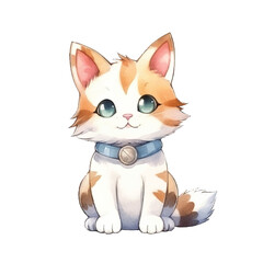 watercolors Cute cat sitting illustration 