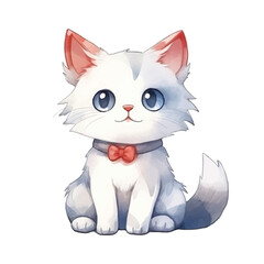 watercolors Cute cat sitting illustration 