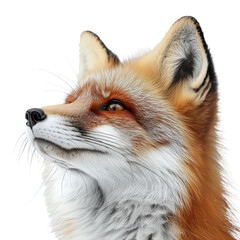 Fototapeta premium Sharp Red Fox Head Detail isolated on transparent background, PNG