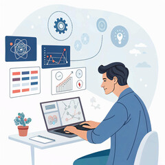 Unlocking Creativity and Efficiency: Man Harnesses AI Tools for Content Creation, Chatbots, Image Generation, Coding, Translation, and Digital Advertising