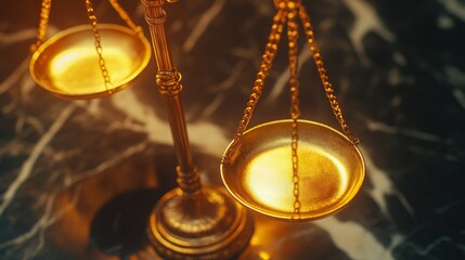 Golden scales justice marble background legal concept