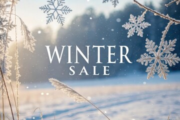 Discover delightful deals at the winter sale amid serene snowy landscapes and sparkling snowflakes. Generative AI