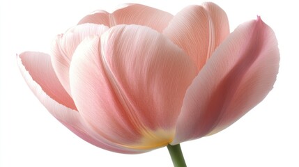 Pink tulip blossom, isolated, studio shot, white background, floral design