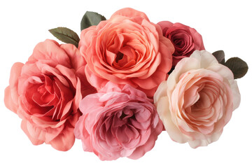 Vibrant collection of faux flowers, cut out