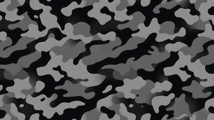 black and gray camouflage pattern on white background, composed of various shades grey black, creating unique design