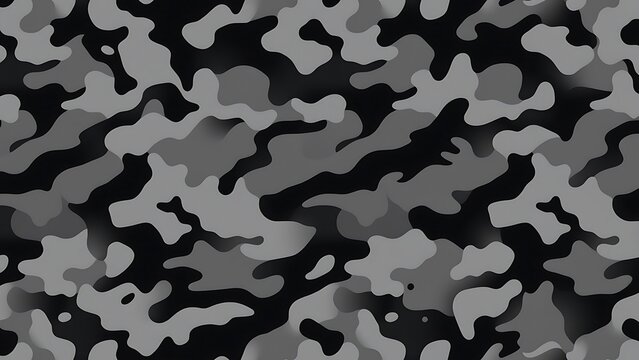 black and gray camouflage pattern on white background, composed of various shades grey black, creating unique design