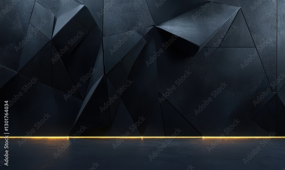 Poster dark geometric background with sharp angles and faint golden line.