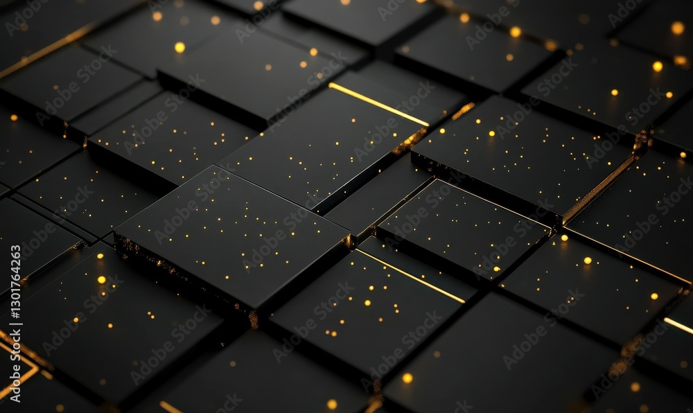 Aufkleber bold black and gold abstract composition illuminated by glowing gradient light creating a rich and l