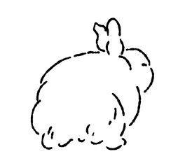 Rabbit line art. Hand-drawn ink brush vector illustration isolated on the white background. Rabbit logo in loose style