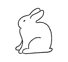 Hand-drawn rabbit line art. Ink brush vector illustration isolated on the white background. Rabbit logo in loose style