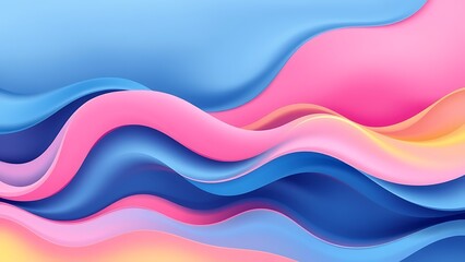 vibrant abstract background with wavy lines in shades of blue, pink, and yellow, colors blend together to create unique design