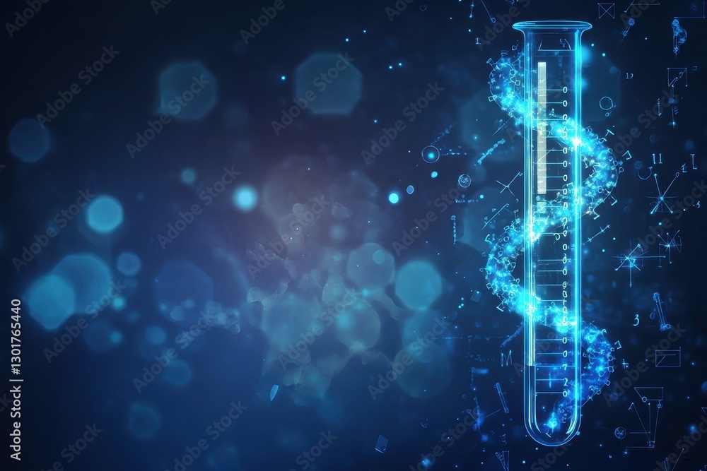 Aufkleber exploring the wonders of science with a glowing test tube amidst swirling molecular patterns and vib