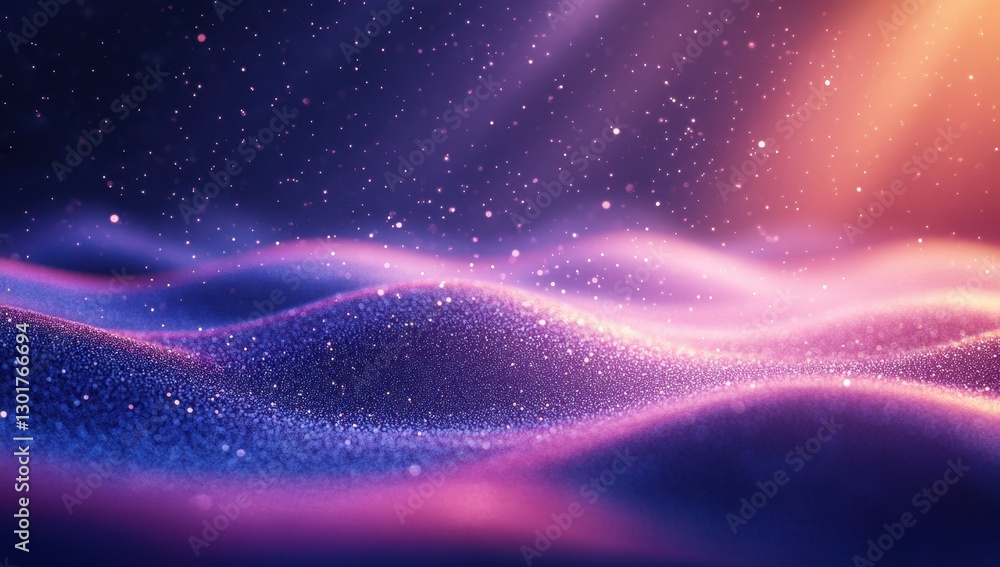 Poster abstract colorful waves of shimmering particles creating a dreamy and enchanting cosmic landscape il