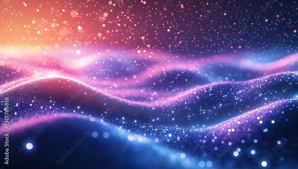 Aufkleber abstract colorful waves with glittering particles creating a dreamy and vibrant atmosphere for backg