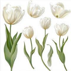 Perfect for floral design projects, wedding invitations, or any clean aesthetic requiring elegant white tulip illustrations