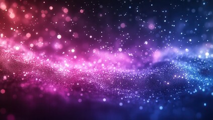 Fototapeta premium Abstract cosmic background with colorful glowing particles and soft light bokeh, perfect for artistic and creative projects.
