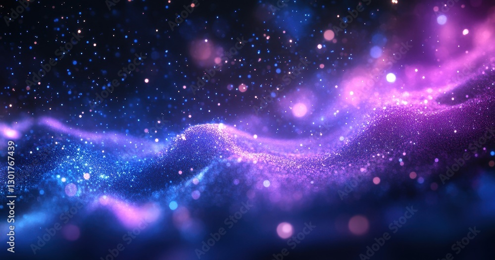 Poster abstract cosmic landscape with glowing particles creating an enchanting and mesmerizing atmosphere o