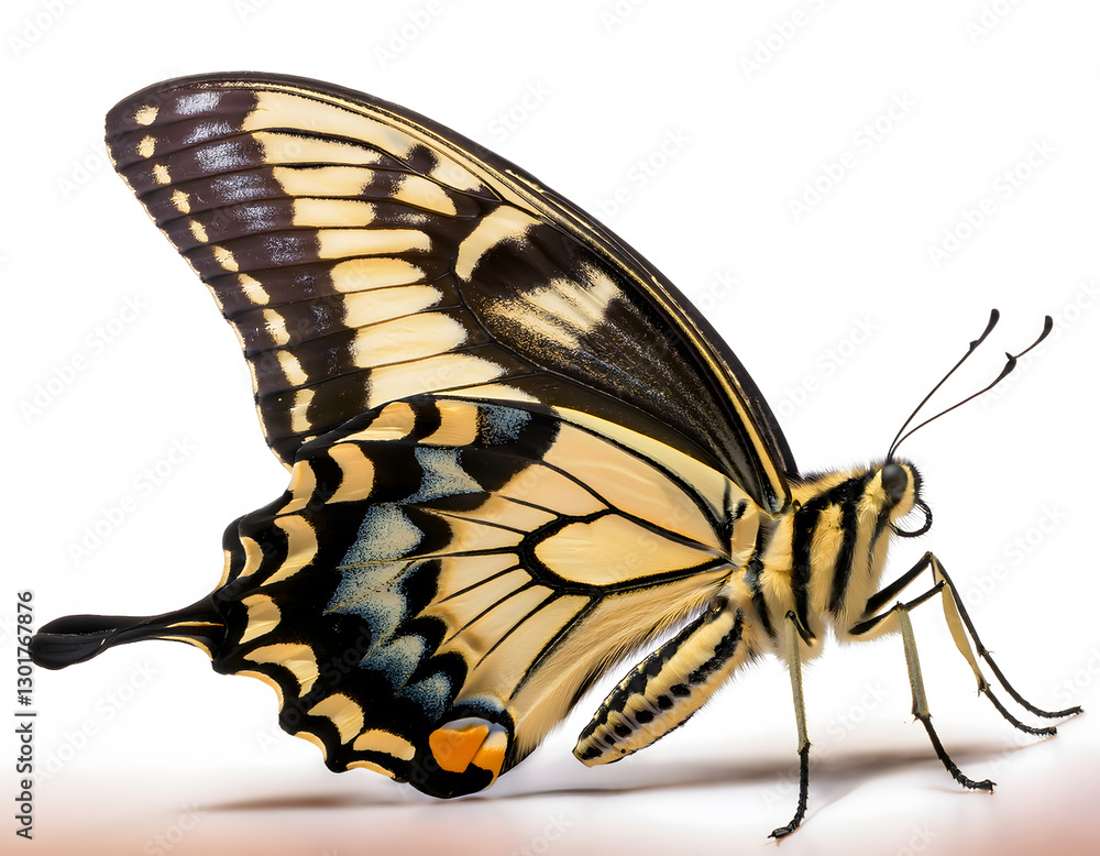 Poster a swallowtail butterfly with intricate patterns and delicate wings is captured in a detailed, close-