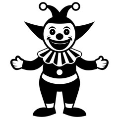 April fools day clown character silhouette silhouette icon vector art illustrations