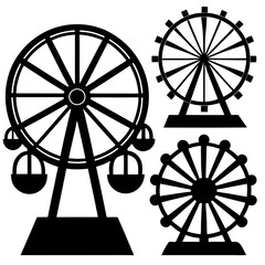 Fototapeta premium Ferris wheel icon silhouette vector art illustrations. April fools day