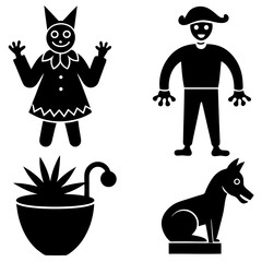 funny April fool day prank icon set silhouette vector art illustrations.