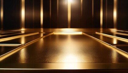 Reflective Gold Foil Surface with Abstract Light Play for product display and advertisement