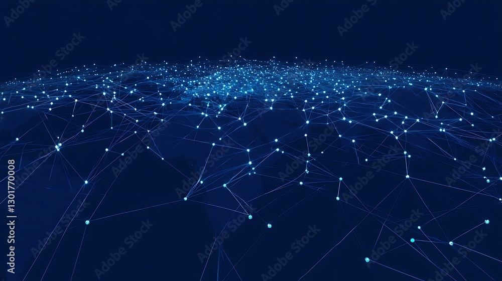 Poster a world supply chain network with linked points, showing global trade and connections, with space fo
