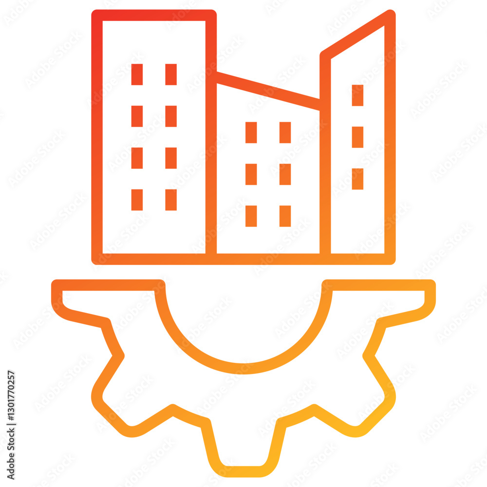 Poster office building line gradient icon
