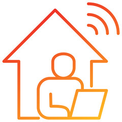 Obraz premium Hybrid Work Line Gradient Icon