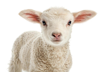 Fototapeta premium Cute lamb standing calmly in bright light for farm and nature themes