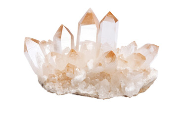 Crystalline quartz formations with pointed tips, cut out