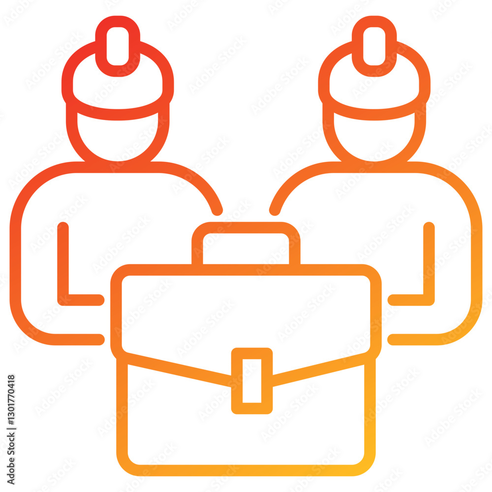 Poster worker line gradient icon
