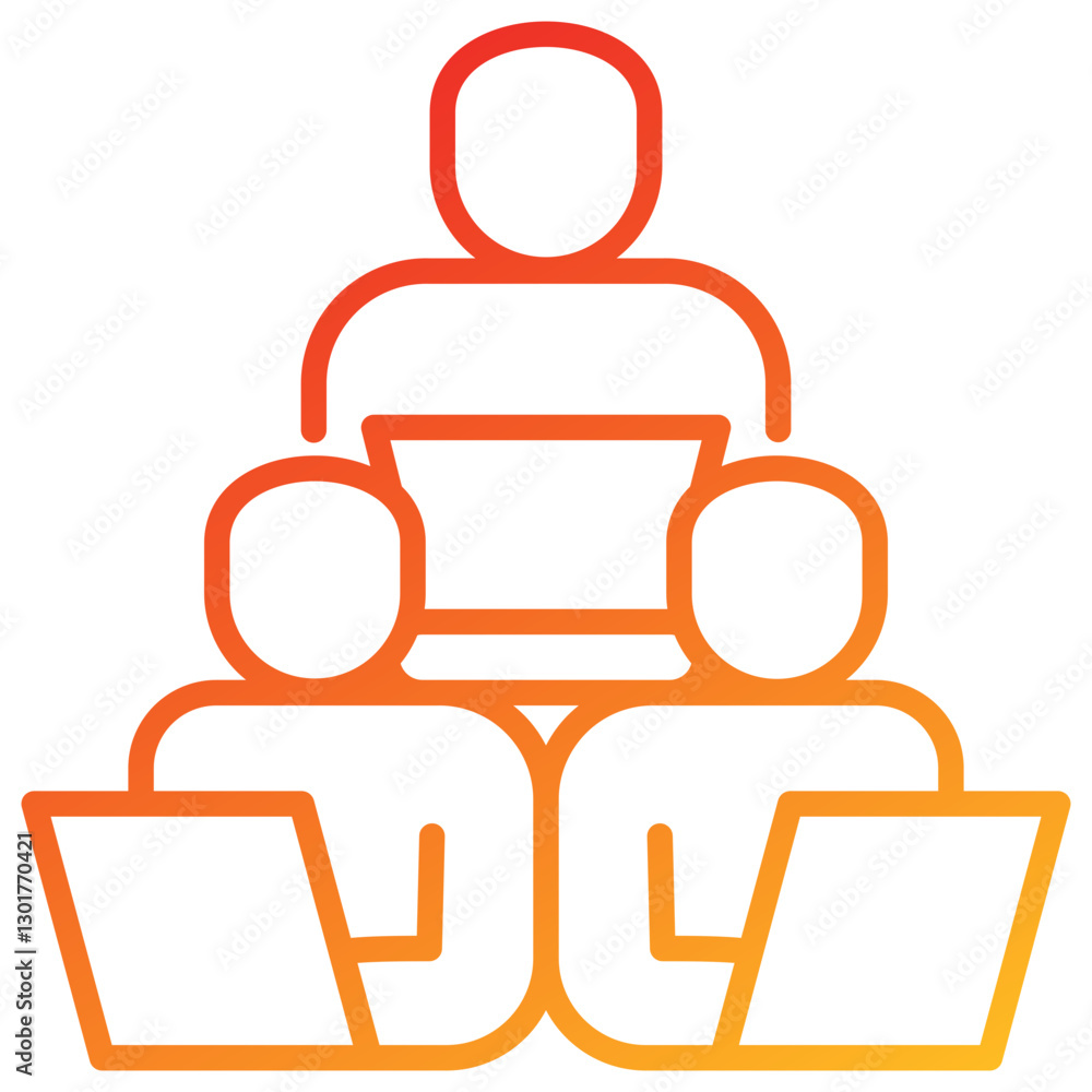 Poster team line gradient icon