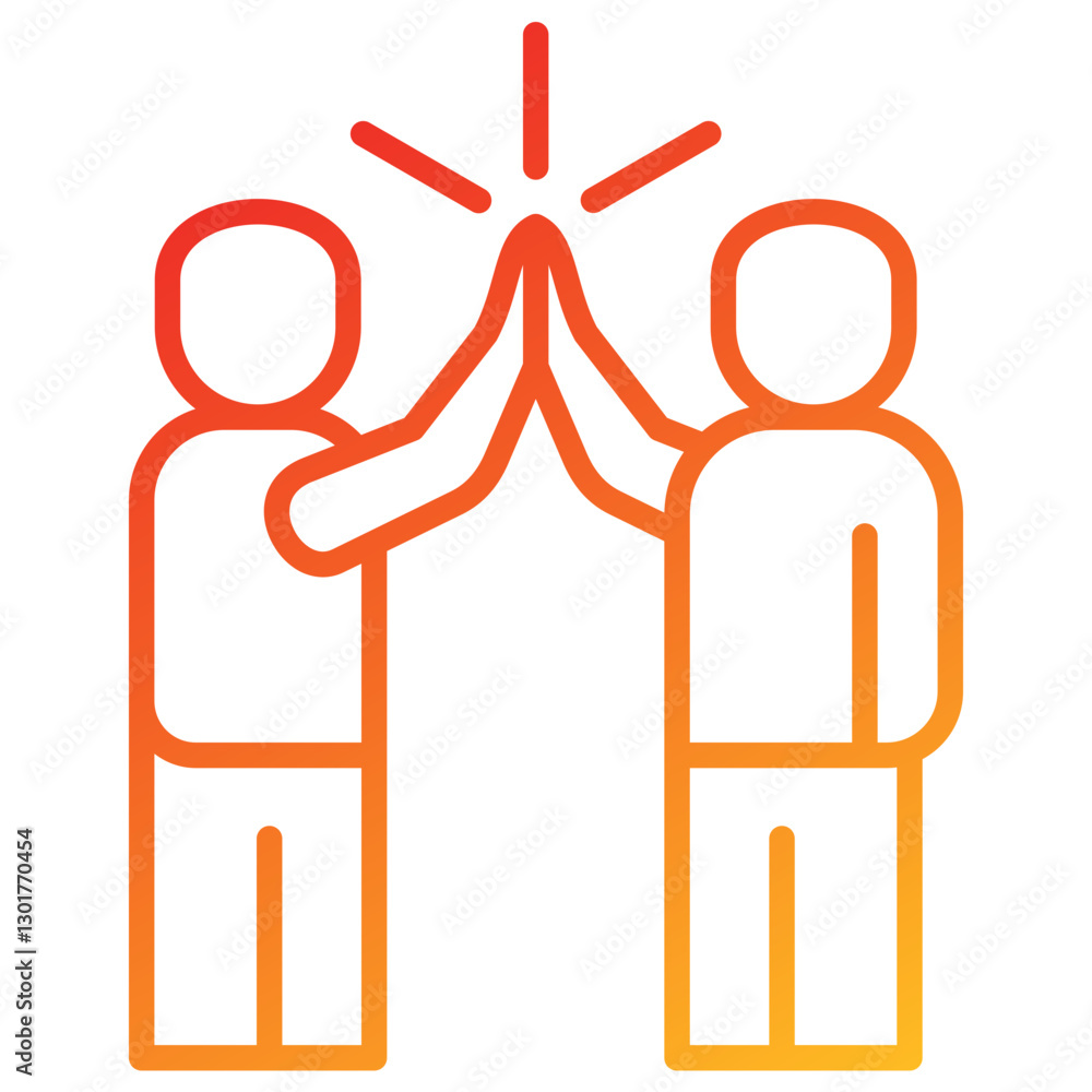 Poster high five line gradient icon