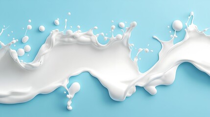Dynamic Milk Splash: 3D Render on Light Blue Background AI Generated