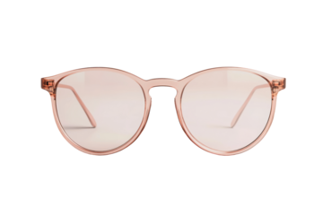 Stylish pink round sunglasses for summer wear, cut out