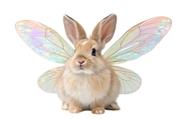Obraz premium Enchanting rabbit with delicate fairy wings for imaginative storytelling or fantasy designs