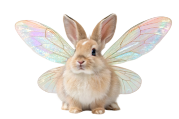 Enchanting rabbit with delicate fairy wings for imaginative storytelling or fantasy designs