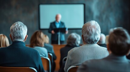 Engaging retirement planning seminar for seniors at community center an informative educational event