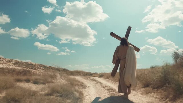 Jesus Christ is carrying his cross